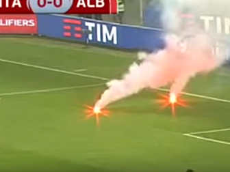 WATCH: Flares interrupt Buffon...